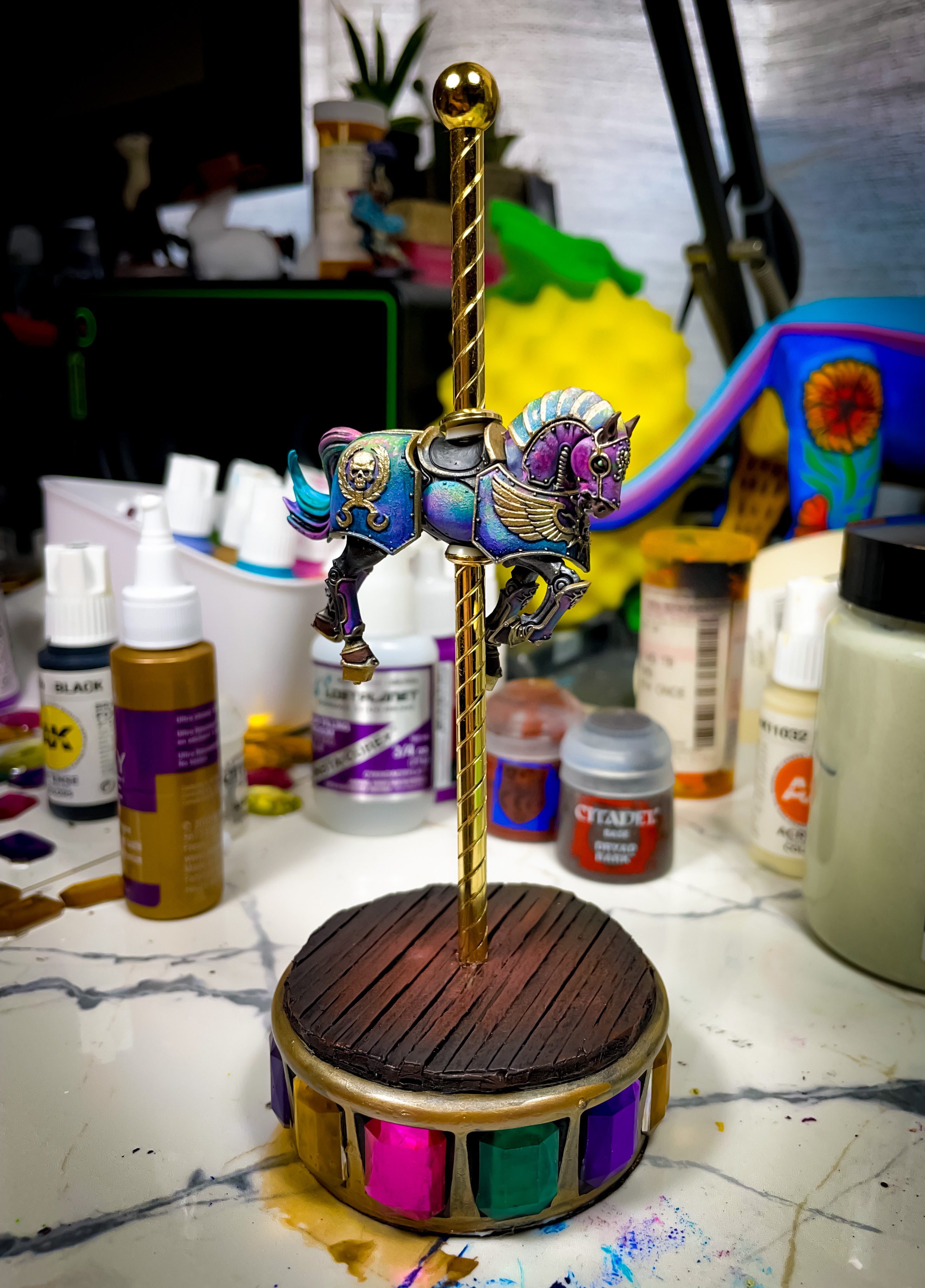 Warhammer Model Carousel Conversion: Lord Solar Leontus 40K Horse Finished Piece